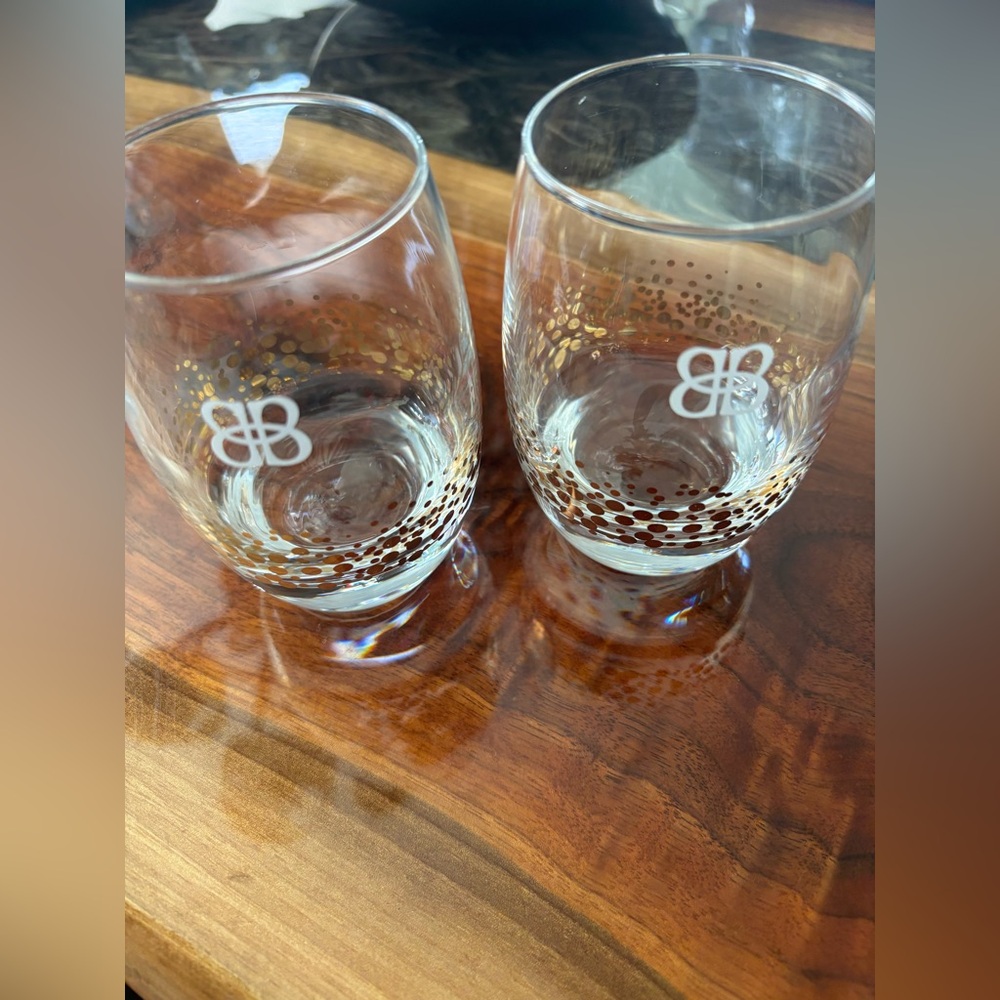 Bailey’s Irish cream gold dot confetti low ball glasses (2)